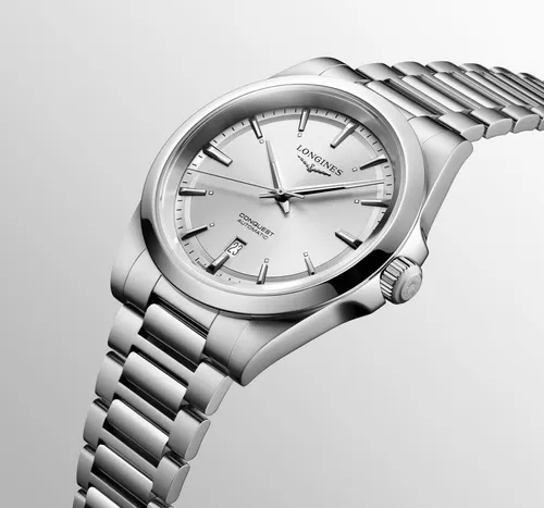 Montre CONQUEST Bracelet acier, Cadran argenté soleillé - LONGINES