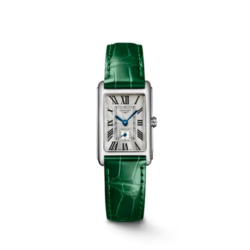 Montre LONGINES DOLCEVITA Bracelet alligator vert interchangeable, Boucle ardillon, Cadran argenté flinqué - LONGINES