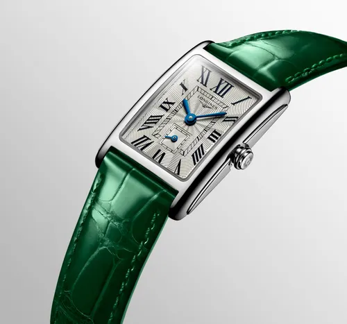 Montre LONGINES DOLCEVITA Bracelet alligator vert interchangeable, Boucle ardillon, Cadran argenté flinqué - LONGINES