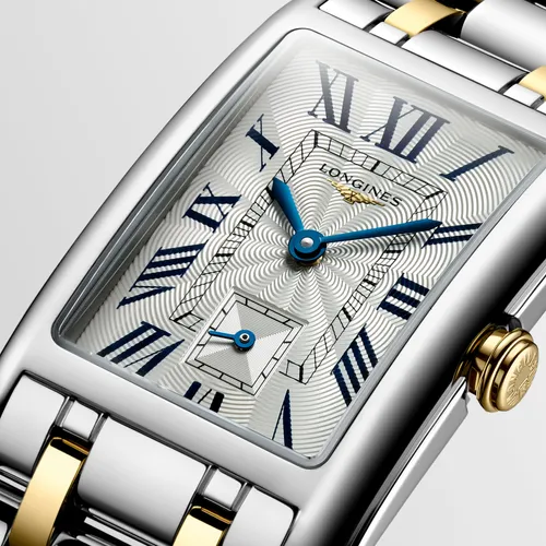 Montre LONGINES DOLCEVITA, Bracelet acier et coiffe or jaune, Cadran argenté "flinqué" - LONGINES