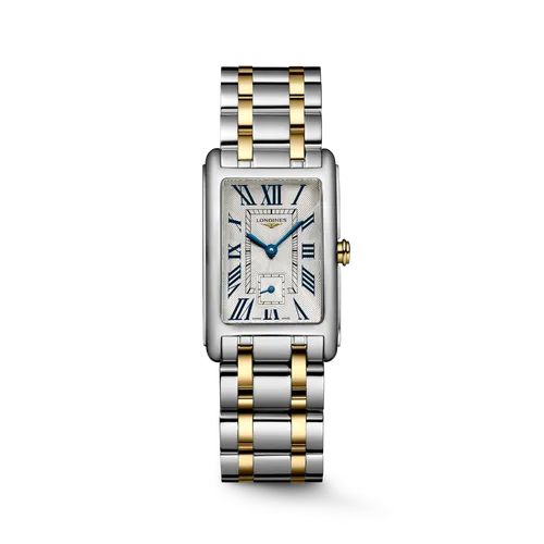 Montre LONGINES DOLCEVITA, Bracelet acier et coiffe or jaune, Cadran argenté "flinqué" - LONGINES