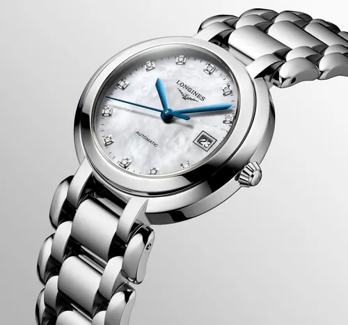 Montre LONGINES PRIMALUNA, Bracelet acier, Cadran nacre blanche 11 diamants - LONGINES