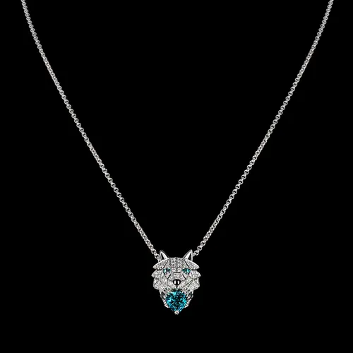 Collier Mansard Paris The Wolf en or blanc, tourmalines bleues, onyx et diamants