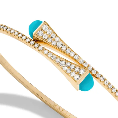 Bracelet Bangle CLEO Slim turquoises Taille S (16cm) - MARLI NEW YORK
