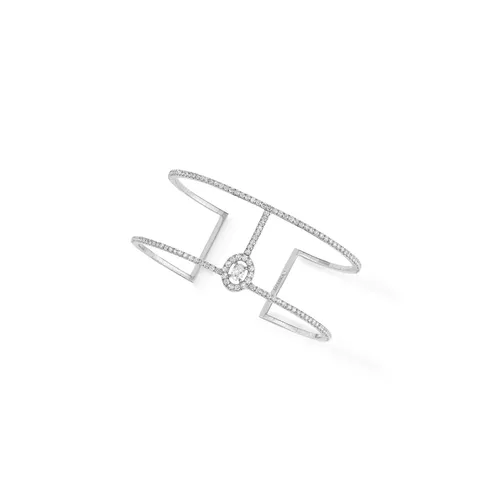 Bracelet Manchette GLAM'AZONE Skinny 2 Rangs pavés - MESSIKA