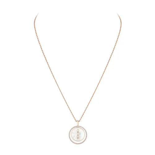 Collier Messika Diamant Or Rose et Nacre Blanche Lucky Move - MESSIKA