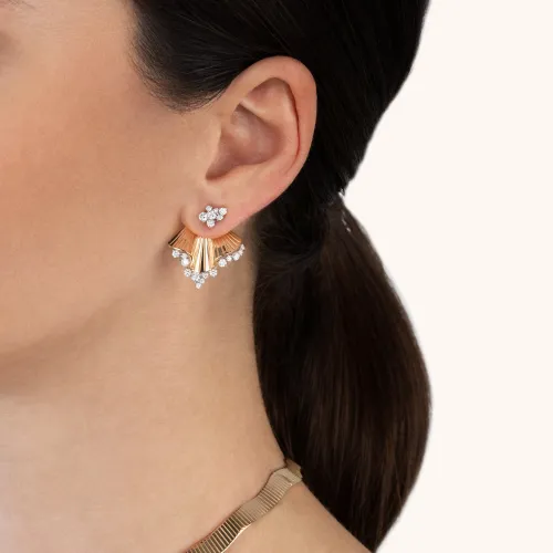 Boucles d'oreilles Palmiero Rays of Sun en or rose et diamants.