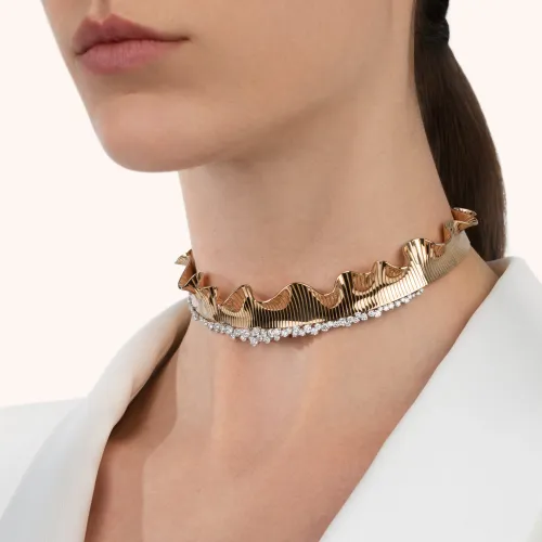 Collier Palmiero Rays of Sun en or rose et diamants.