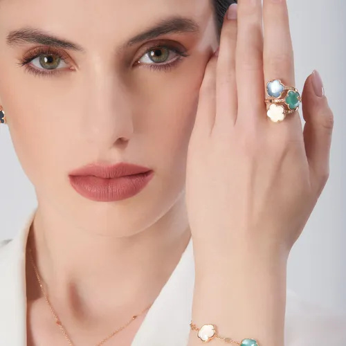 Pasquale Bruni Petit Joli Lunaire ring, rose gold, colored stones, diamonds