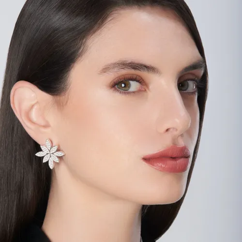 Boucles d'oreilles Pasquale Bruni Ghirlanda Luce Di Loto, or blanc, diamants