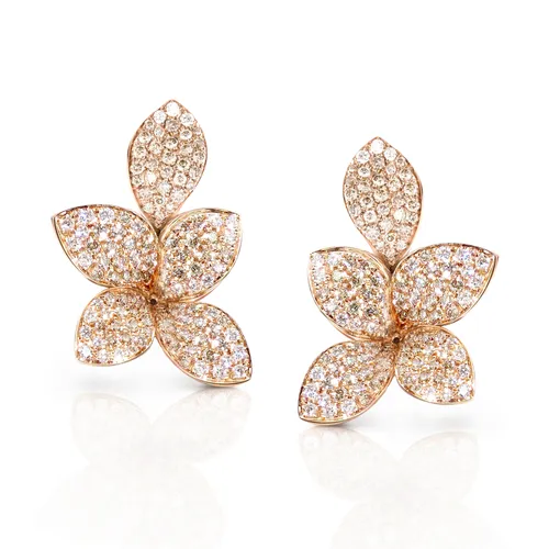 Boucles d'oreilles Pasquale Bruni Giardini Segreti, or rose, diamants blancs et champagne - Godechot Pauliet 16707R