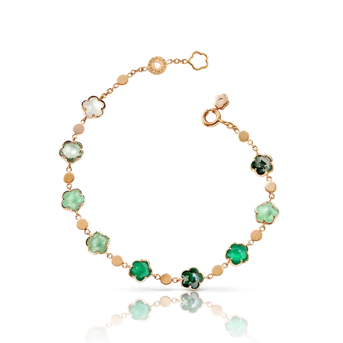 Bracelet FIGLIA DEI FIORI Agate verte, Pierre de lune blanche, Malachite, Chrysoprase, Prasiolite, Aventurine verte, Agate mousse et Diamant - PASQUALE BRUNI