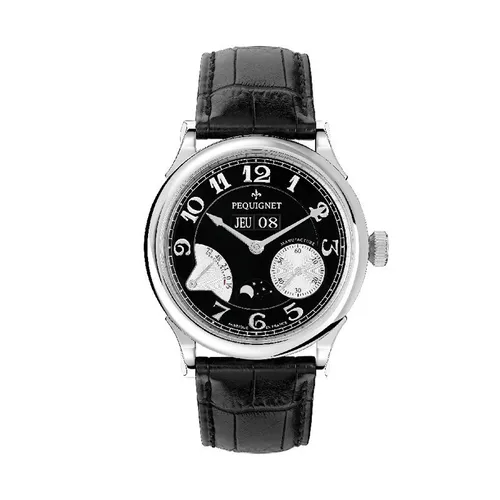 Montre PARIS ROYAL Bracelet alligator noir, Candran noir - PEQUIGNET