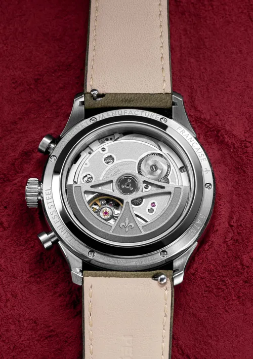 Montre ROYALE PARIS CHRONO, Bracelet cordura noir, Boucle déployante, Cadran argenté compteurs rouges - PEQUIGNET