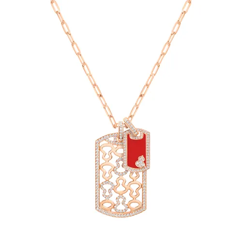 Qeelin Wulu Pendant in Rose Gold, Agate and Diamonds