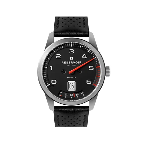 Montre GT TOUR, Bracelets veau noir perforé et NATO, Boucle déployante, Cadran noir mat - RESERVOIR