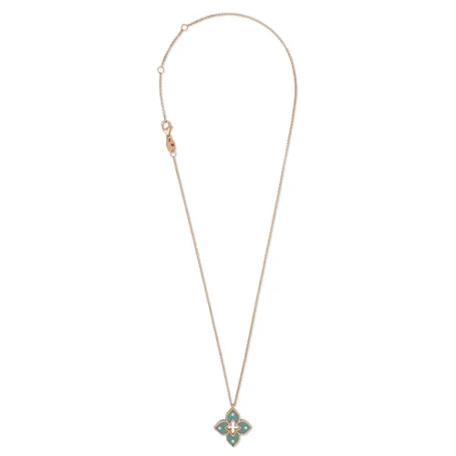 Pendentif Roberto Coin Venetian Princess, or rose, titane, diamants