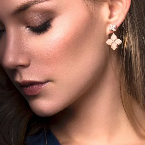 Roberto Coin Princess Flower Earrings in Rose Gold and Diamonds