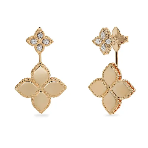 Roberto Coin Princess Flower Earrings in Rose Gold and Diamonds