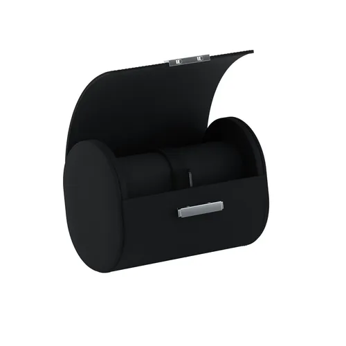 Etui pour montres POCHETTE 2 en cuir noir intense - SCATOLA DEL TEMPO