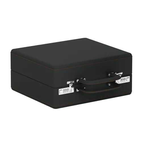 Valise pour montres VALIGETTA 16 en cuir gris ardoise et orange - SCATOLA DEL TEMPO