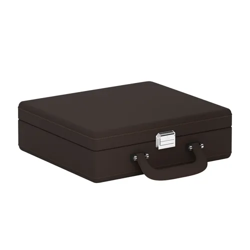 Valise pour montres VALIGETTA 8 en cuir marron chocolat et châtaigne - SCATOLA DEL TEMPO