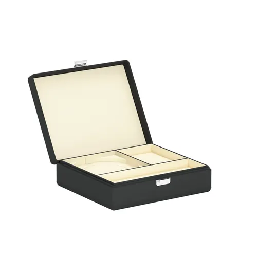 Boîte à bijoux TESORO GRANDE en cuir gris ardoise - SCATOLA DEL TEMPO