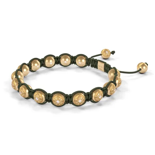 Bracelet BEADED BRAIDED 8mm cordon vert olive XL - SHAMBALLA JEWELS