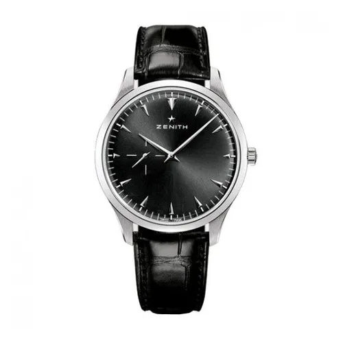 Montre ELITE ULTRA THIN Bracelet alligator noir, Boucle ardillon, Cadran noir - ZENITH