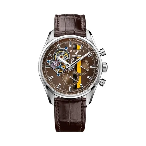 Montre CHRONOMASTER EL PRIMERO OPEN EDITION COHIBA Bracelet alligator brun C494, Boucle déployante, Cadran brun COHIBA, Série limitée N°344/500 - ZENITH