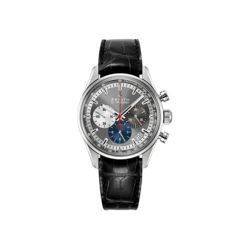 Montre CHRONOMASTER EL PRIMERO 38mm Bracelet alligator noir, Boucle déployante, Cadran anthracite - ZENITH
