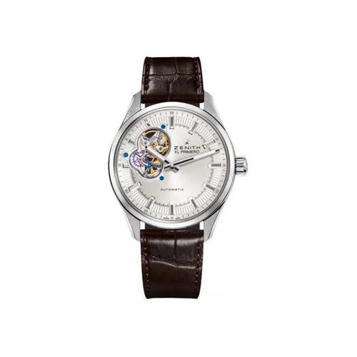 Montre EL PRIMERO SYNOPSIS Bracelet alligator brun C713, Boucle déployante, Cadran argenté - ZENITH