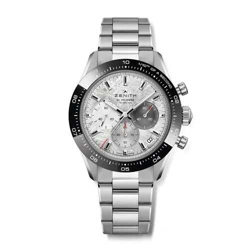 Montre CHRONOMASTER SPORT lunette céramique noire, Bracelet acier, Cadran météorite avec 3 compteurs de couleurs - ZENITH