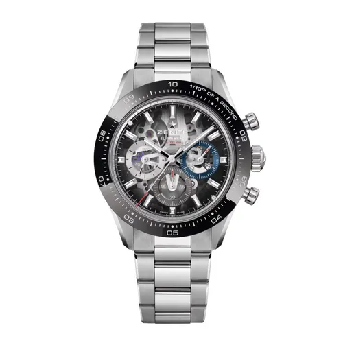 Montre CHRONOMASTER SPORT Skeleton lunette céramique noire, Bracelets acier et caoutchouc noir, Cadran verre saphir dégradé avec 3 compteurs de couleurs - ZENITH