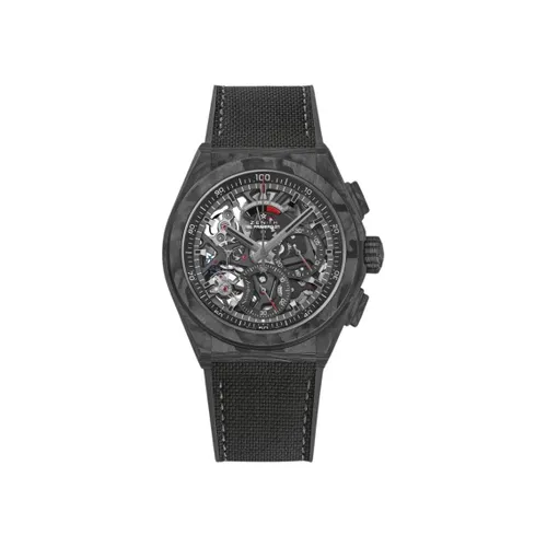 Montre DEFY EL PRIMERO 21 Carbone Bracelet caooutchouc noir façon cordura, Boucle déployante en titane et carbone, Cadran ajouré - ZENITH