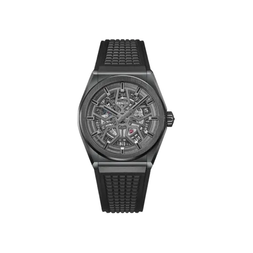 Montre DEFY CLASSIC Céramique noire Bracelet caoutchouc noir, Boucle déployante en titane DLC noir, Cadran squelette - ZENITH