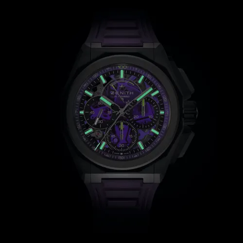 Montre DEFY EXTREME, Bracelets interchangeables caoutchouc violet avec boucle déployante, titane microbillé et velcro, Cadran verre saphir teinté avec trois compteurs violets - ZENITH