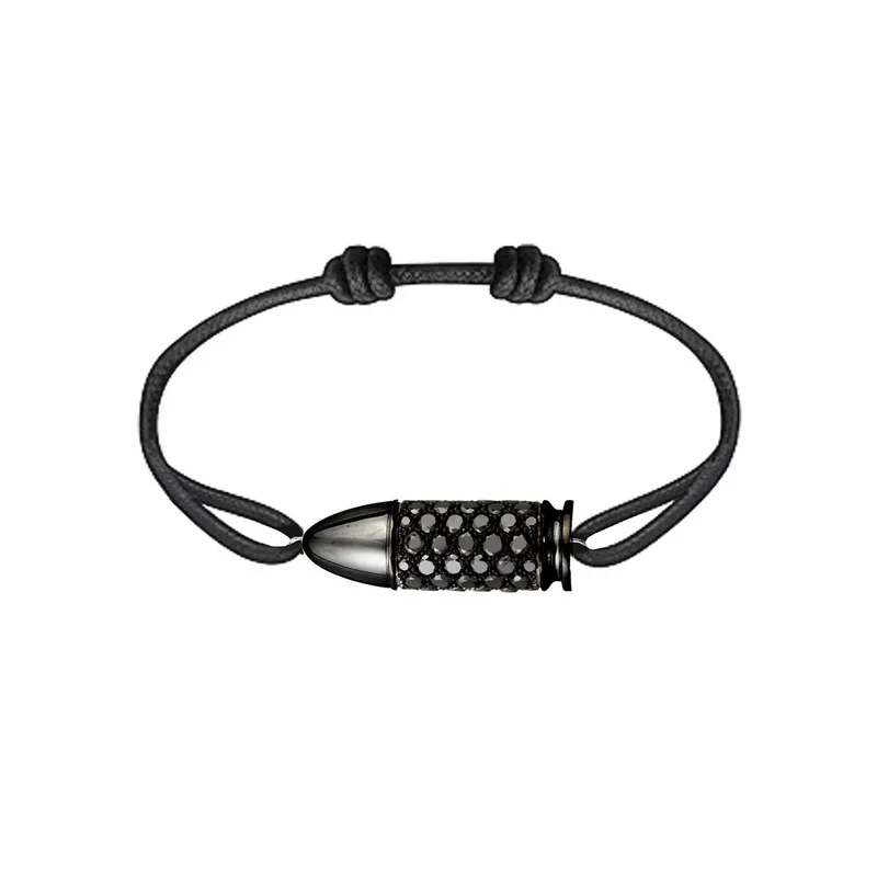 Bracelet Akillis cordon Bang Bang en or noir pavé de diamants noirs - AKILLIS