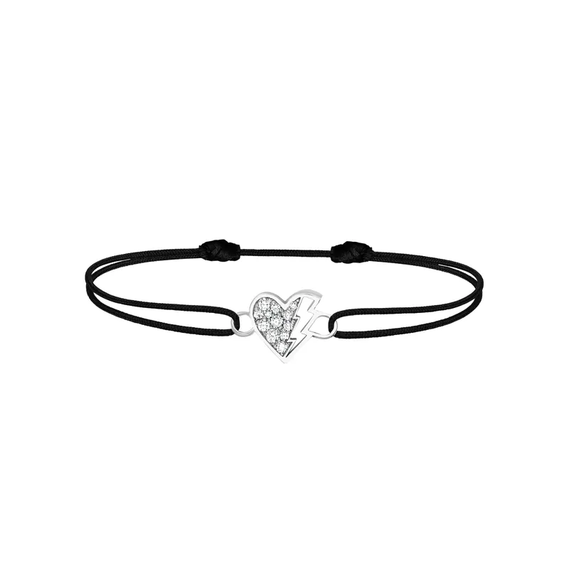 Bracelet cordon Akillis Lovetag diamants Or blanc - AKILLIS