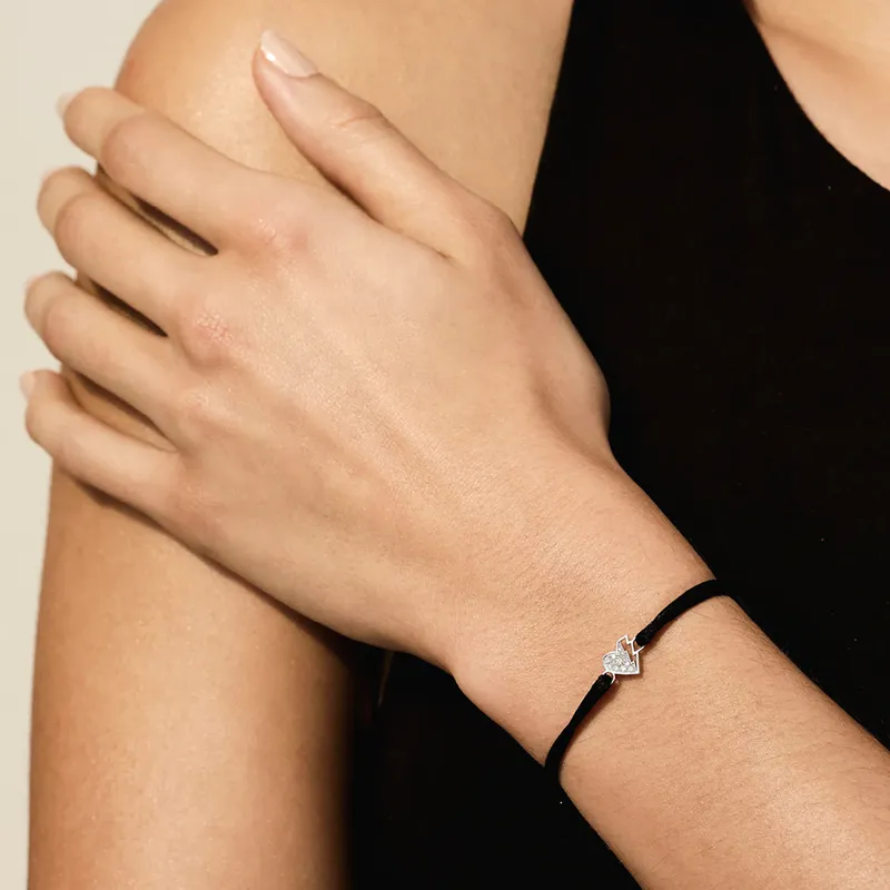Bracelet cordon Akillis Lovetag diamants Or blanc - AKILLIS