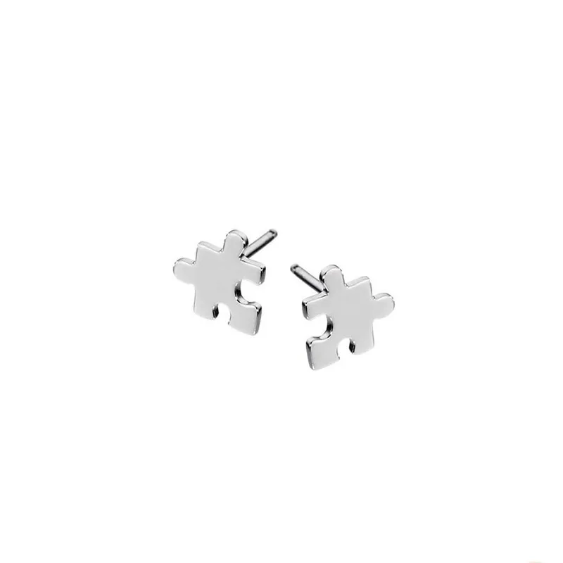 Boucles d'oreilles puces Akillis Mini Puzzle en or blanc - AKILLIS