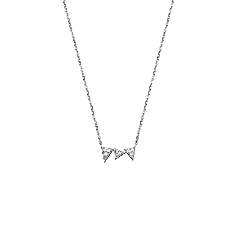 Collier CAPTURE ME Or blanc 3 triangles full pavé diamants - AKILLIS