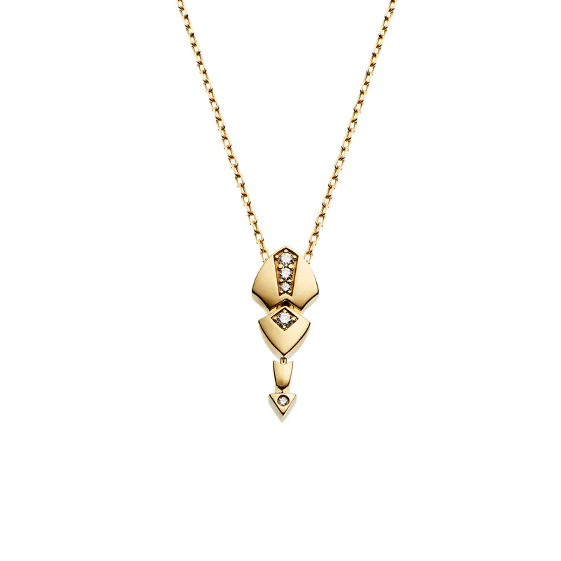 Collier PYTHON Or jaune 3 écailles diamants - AKILLIS