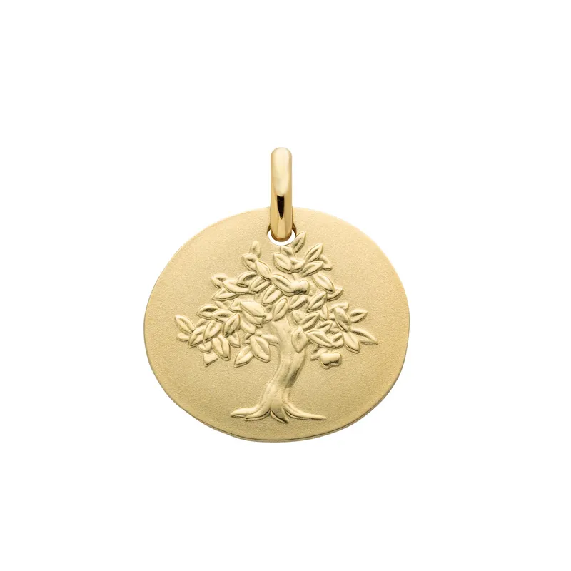 Médaille Arthus Bertrand Galet Arbre de Vie 16 mm en or jaune sablé - ARTHUS BERTRAND