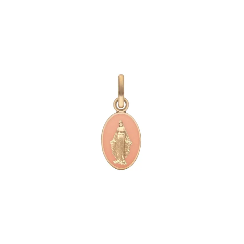 Médaille Arthus Bertrand Vierge Miraculeuse en or rose poli et laque rose - ARTHUS BERTRAND