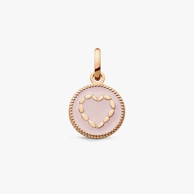 Médaille Arthus Bertrand Cœur en or rose sablé et laque rose - ARTHUS BERTRAND