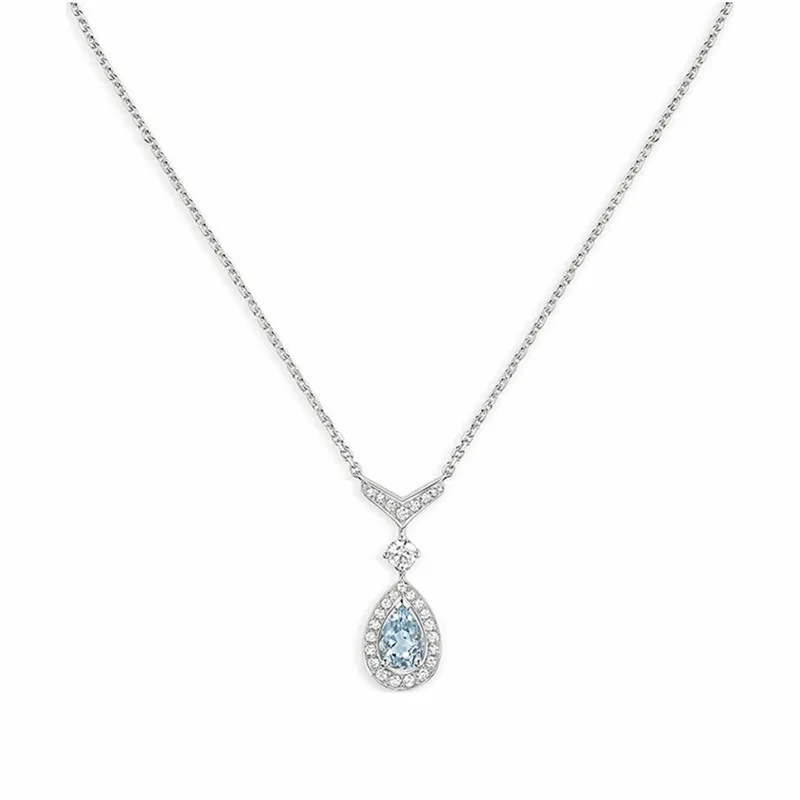 Pendentif Chaumet Joséphine Aigrette, or blanc, aigue-marine, diamants - CHAUMET