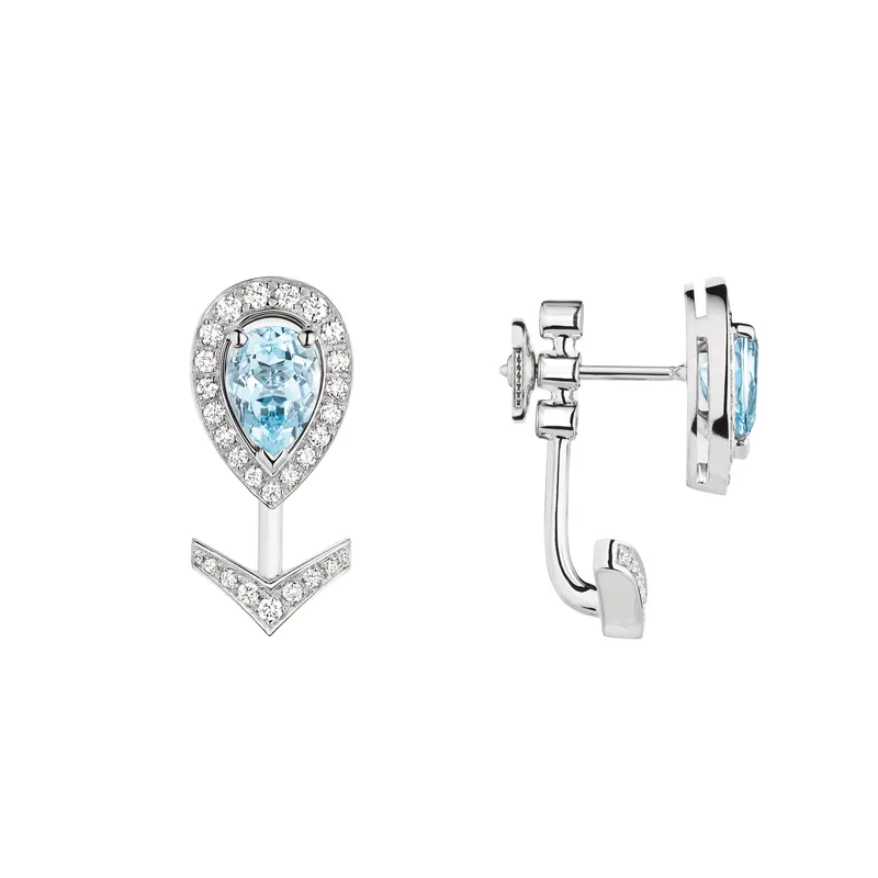 Boucles d'oreilles Chaumet Joséphine en Or Blanc et Aigue Marine - CHAUMET