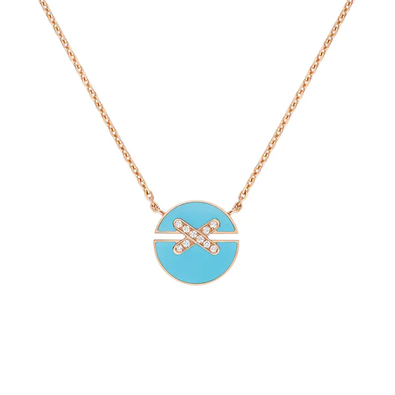 Pendentif Chaumet Jeux de Liens Harmony en Or Rose avec Diamants et Turquoise - CHAUMET