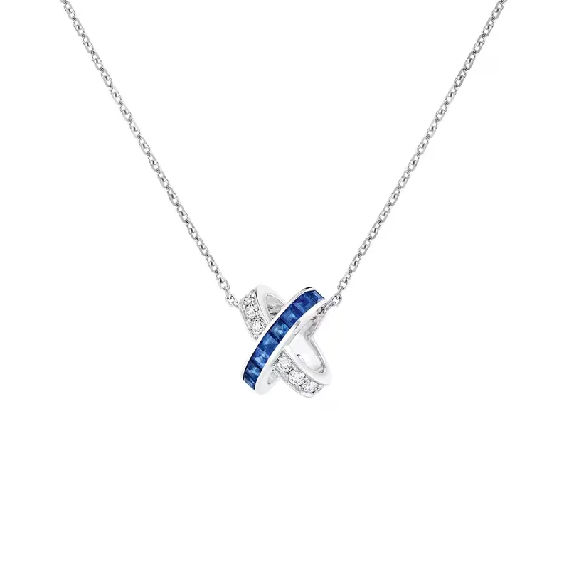 Pendentif Chopard Jeux de Liens en Or Blanc avec Saphir et Diamants - CHAUMET